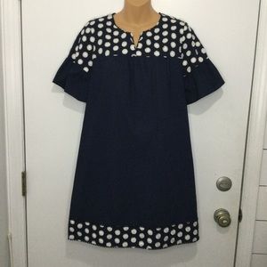 J Crew bell sleeve‎ fringe dot dress